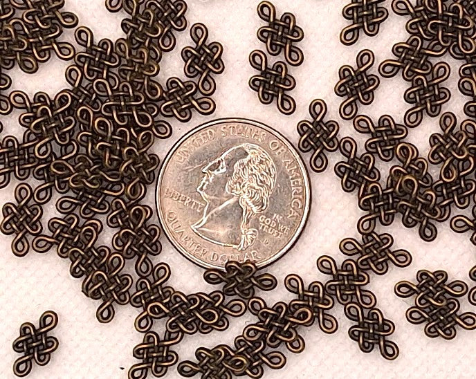 11.5x7mm Tiny Squared Celtic Knot Connector Bronze Zinc Alloy 50ct