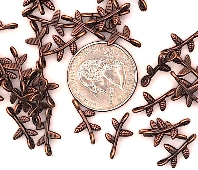17x9.5mm Leaf Vine Connector Copper Zinc Alloy 40ct
