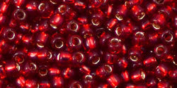 3/0 Ruby Transparent Silver-Lined Toho Round Seed Beads 25g