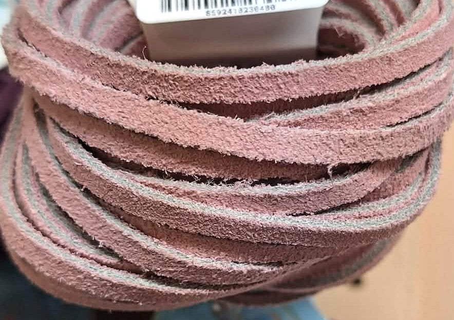4mm Pink Natural Suede Lacing 5yd