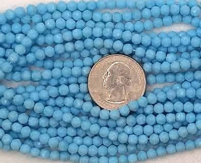 4.5mm Pale Turquoise Blue Opaque English Cut Czech Glass Beads 50ct