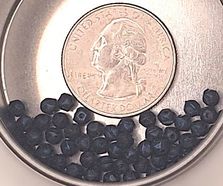 3mm Dark Blue Metallic Suede English Cut Pressed Glass Czech Beads 50ct