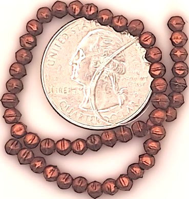 3mm Antique Copper Metallic Matte English Cut Pressed Glass Czech Beads 50ct