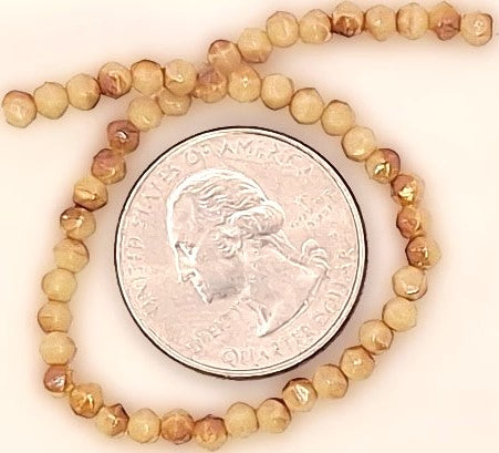 3mm Antique Beige Celsian English Cut Pressed Glass Czech Beads 50ct