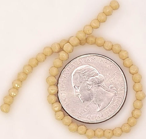 3mm Antique Beige Opaque English Cut Pressed Glass Czech Beads 50ct