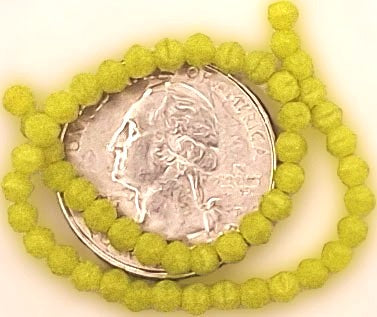 3mm Chartreuse Yellow-Green Matte English Cut Pressed Glass Czech Beads 50ct