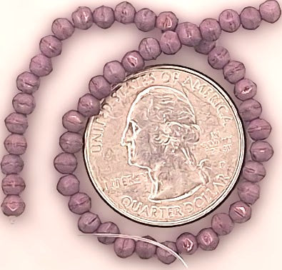 3mm Lilac Opaque Luster English Cut Pressed Glass Czech Beads 50ct