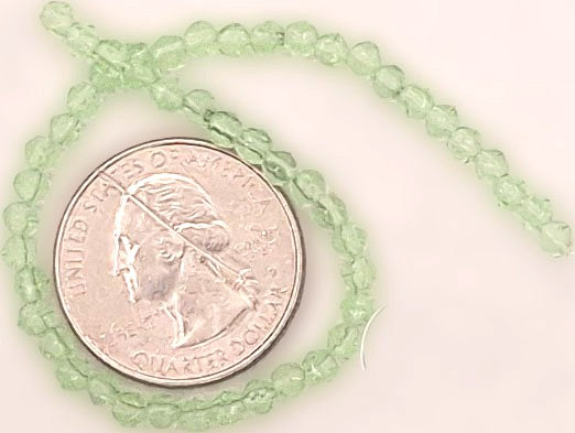 3mm Peridot Green Transparent English Cut Pressed Glass Czech Beads 50ct
