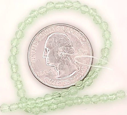 3mm Peridot Green Transparent English Cut Pressed Glass Czech Beads 50ct