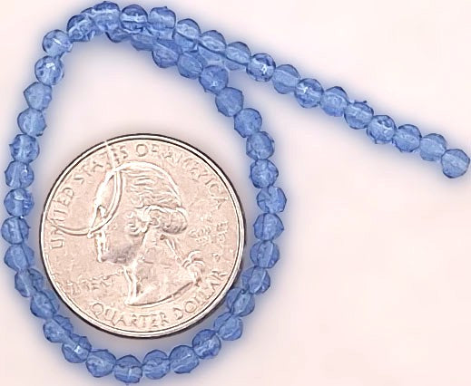 3mm Sapphire Blue Transparent English Cut Pressed Glass Czech Beads 50ct