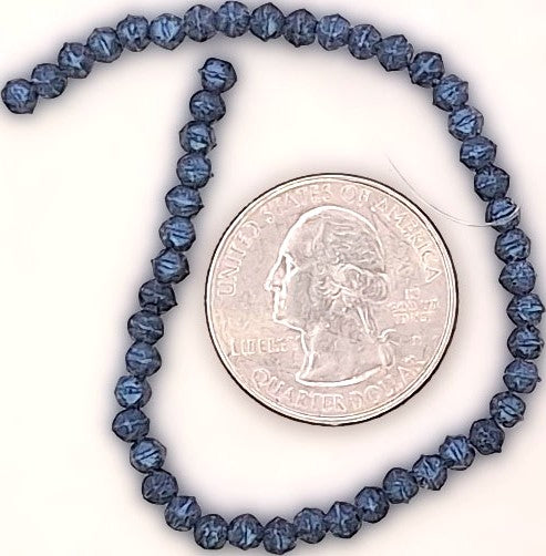 3mm Sueded Blue Metallic English Cut Pressed Glass Czech Beads 50ct