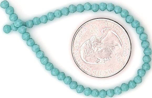 3mm Turquoise Blue Opaque English Cut Pressed Glass Czech Beads 50ct