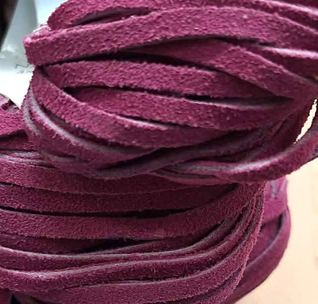 4mm Fuchsia Pink Natural Suede Lacing 5yd