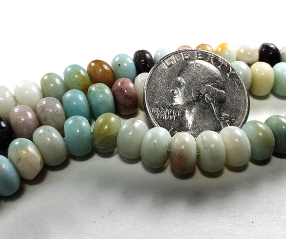8x5mm Amazonite Multicolor Rondelle Gemstone Beads 8-Inch Strand