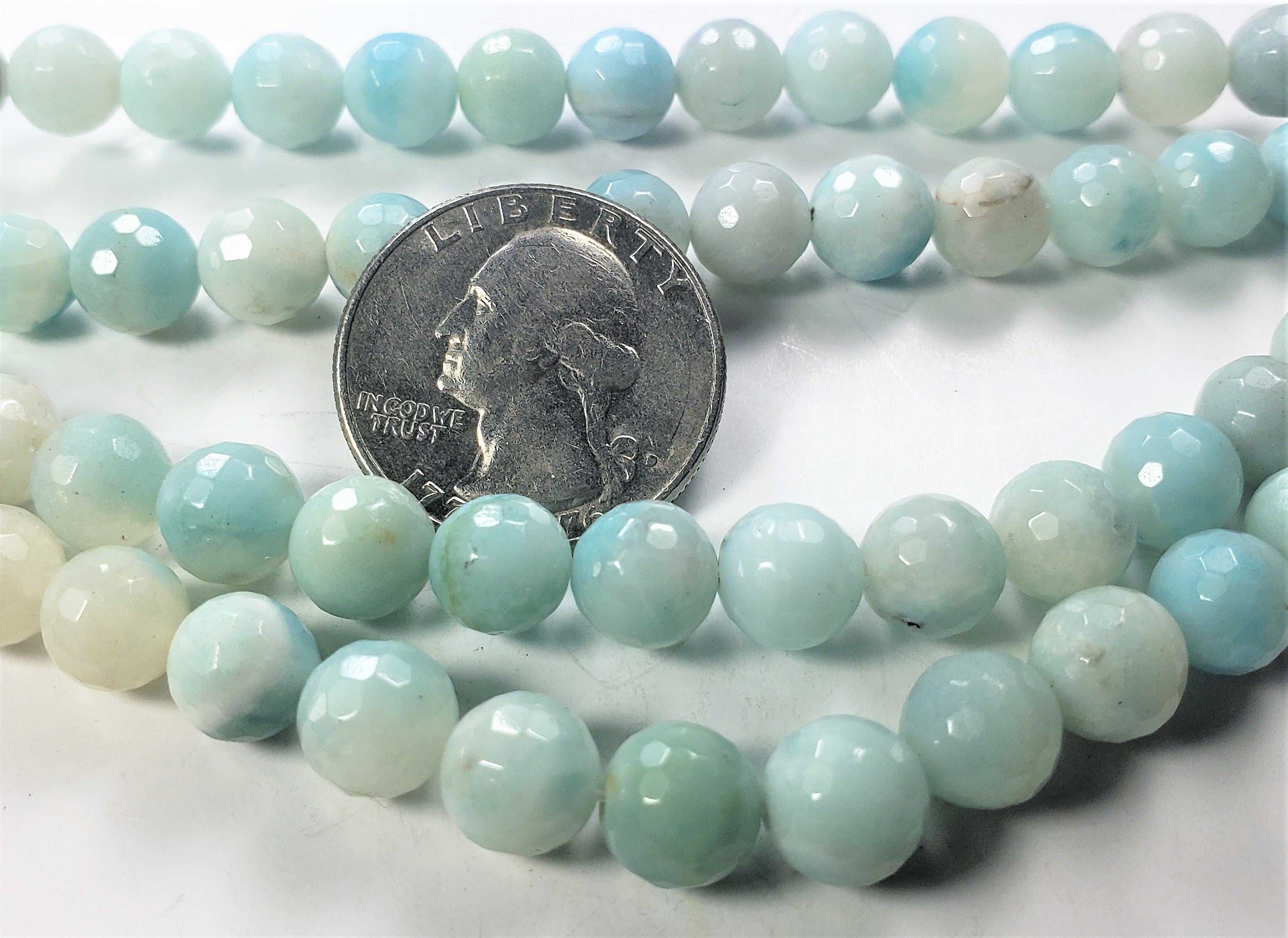 8mm Amazonite Faceted Round Gemstone Beads 8-inch Strand