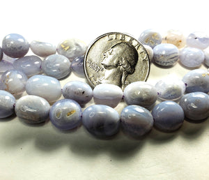 8-12mm Blue Chalcedony Pebble Nugget Gemstone Beads 8-Inch Strand