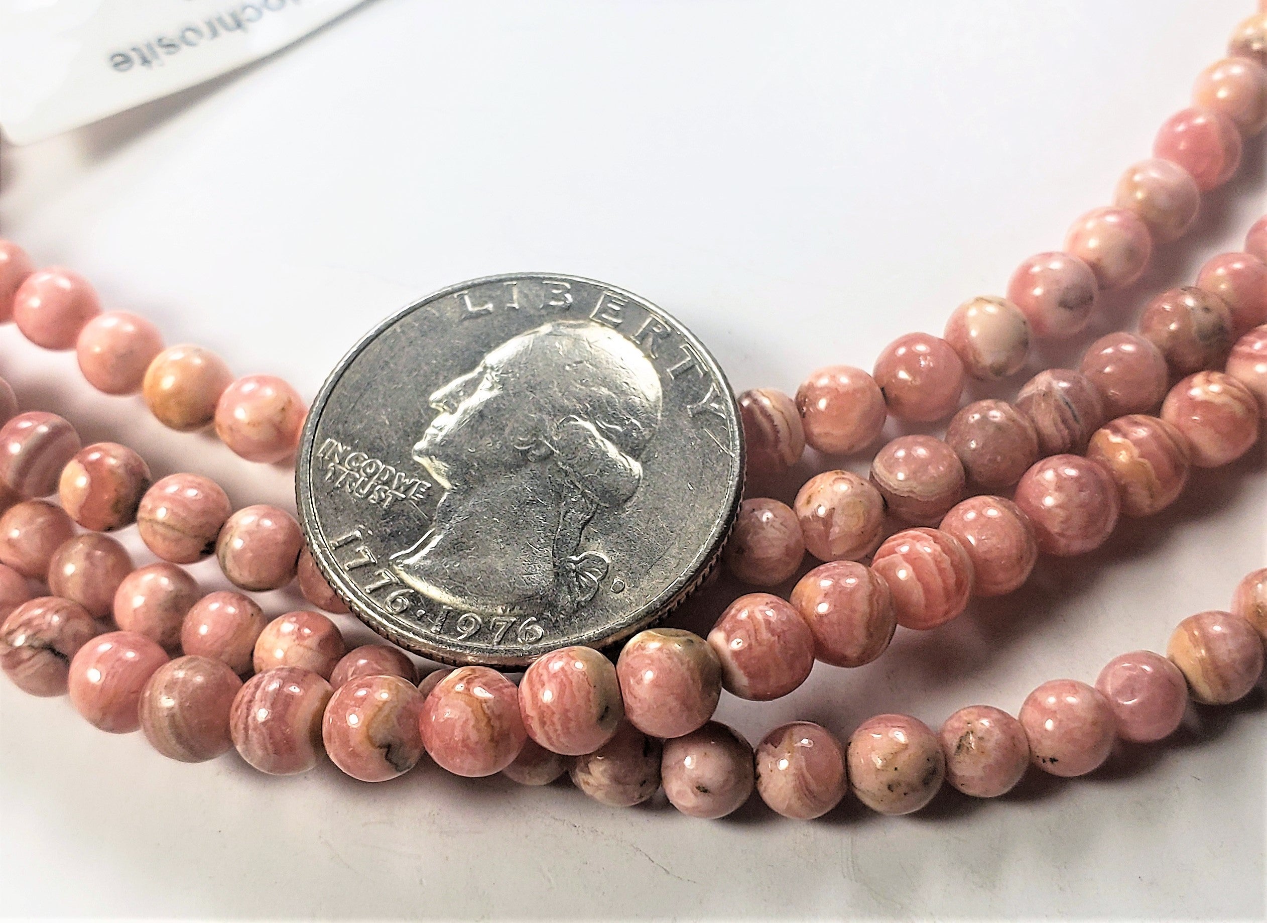 5mm Rhodochrosite Round Gemstone Beads 8-inch Strand