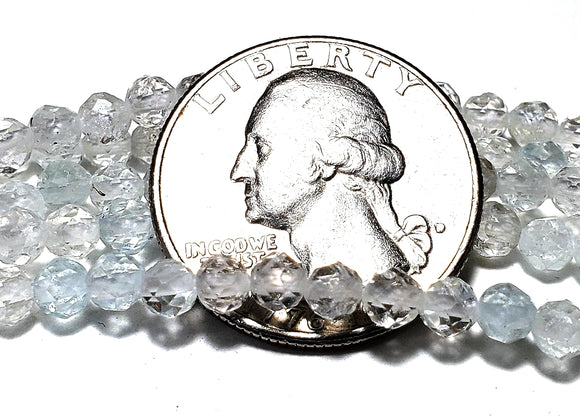4mm White Topaz Faceted Round Gemstone Beads 8-Inch Strand