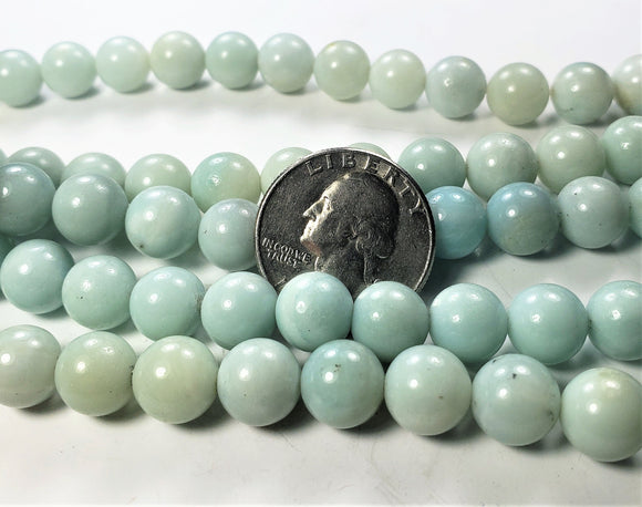 10mm Pastel Green Amazonite Round Gemstone Beads 8-inch Strand