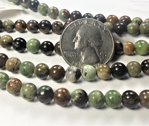 6mm Green Opal Round Gemstone Beads 8-inch Strand