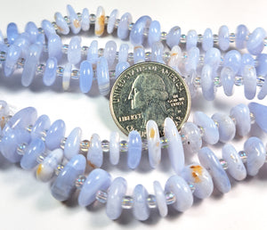 8-12mm Blue Lace Agate Chip Gemstone Beads 8-Inch Strand