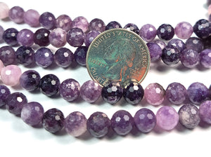 8mm Lilac Stone Faceted Round Gemstone Beads 8-Inch Strand