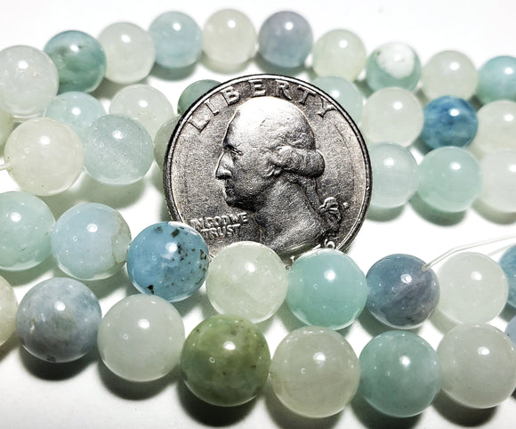 8mm Blue Morganite Round Gemstone Beads 8-Inch Strand