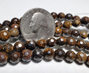 6mm Faceted Bronzite Round Gemstone Beads 8-Inch Strand