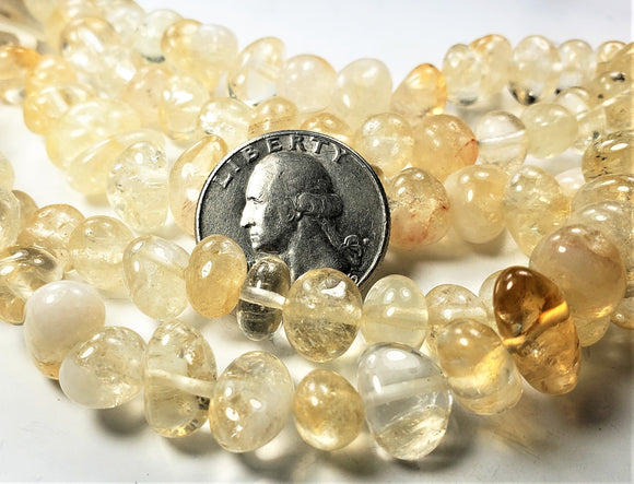 12x8mm Citrine Pebble Gemstone Beads 8-inch Strand