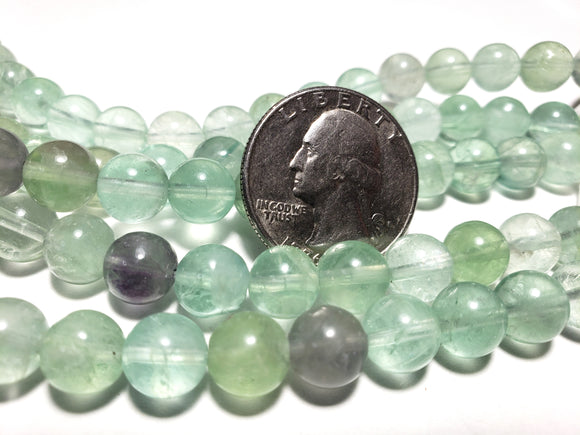 8mm Green Fluorite Round Gemstone Beads 8-Inch Strand