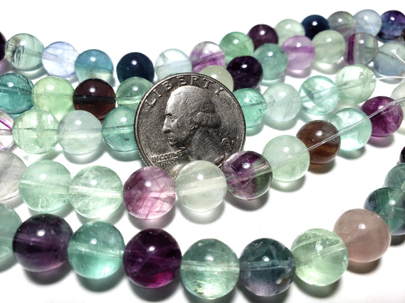 10mm Rainbow Fluorite Round Gemstone Beads 8-Inch Strand