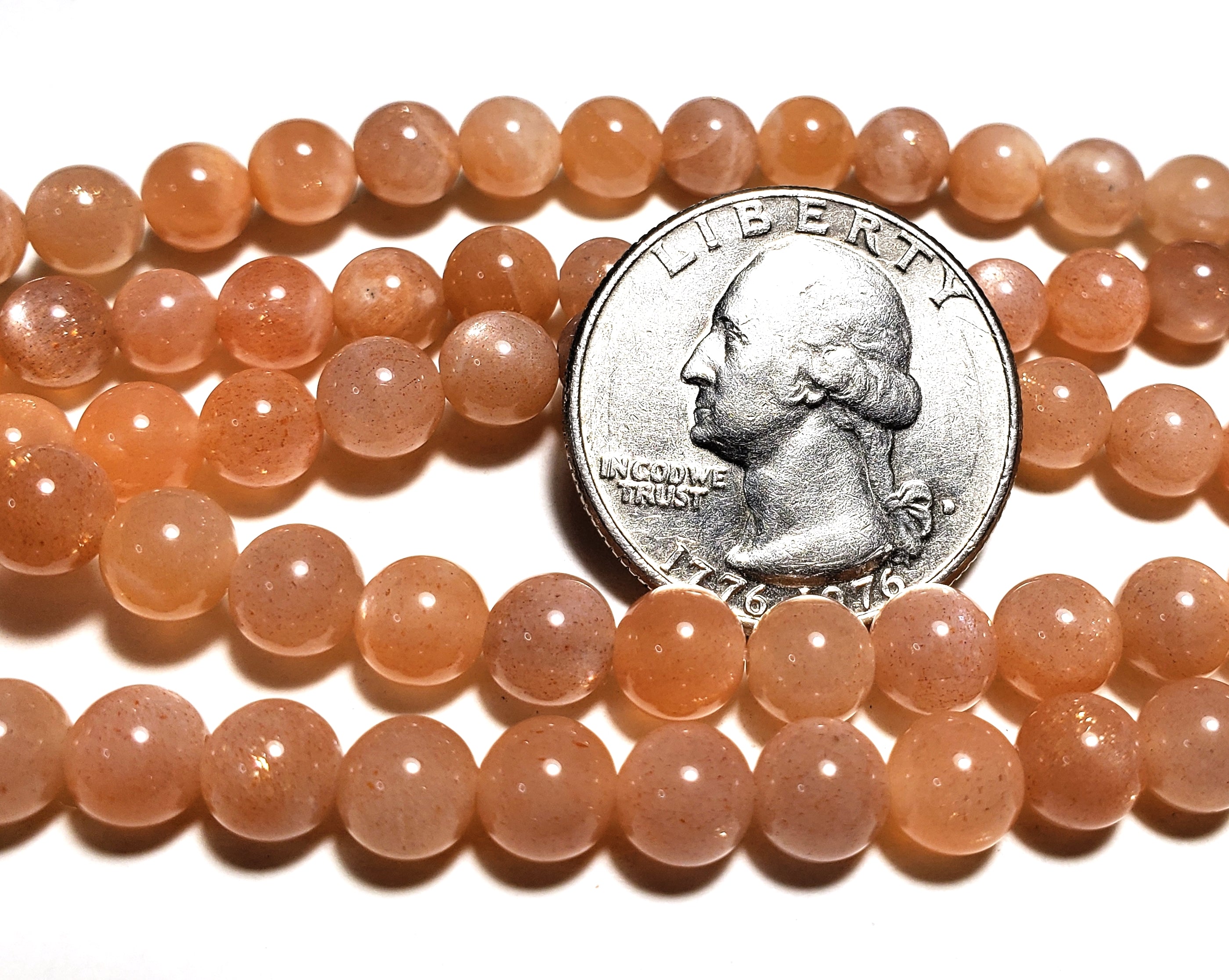 6mm Grade A Sunstone Round Gemstone Beads 8-Inch Strand