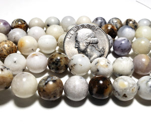 10mm White Opal Round Gemstone Beads 8-Inch Strand