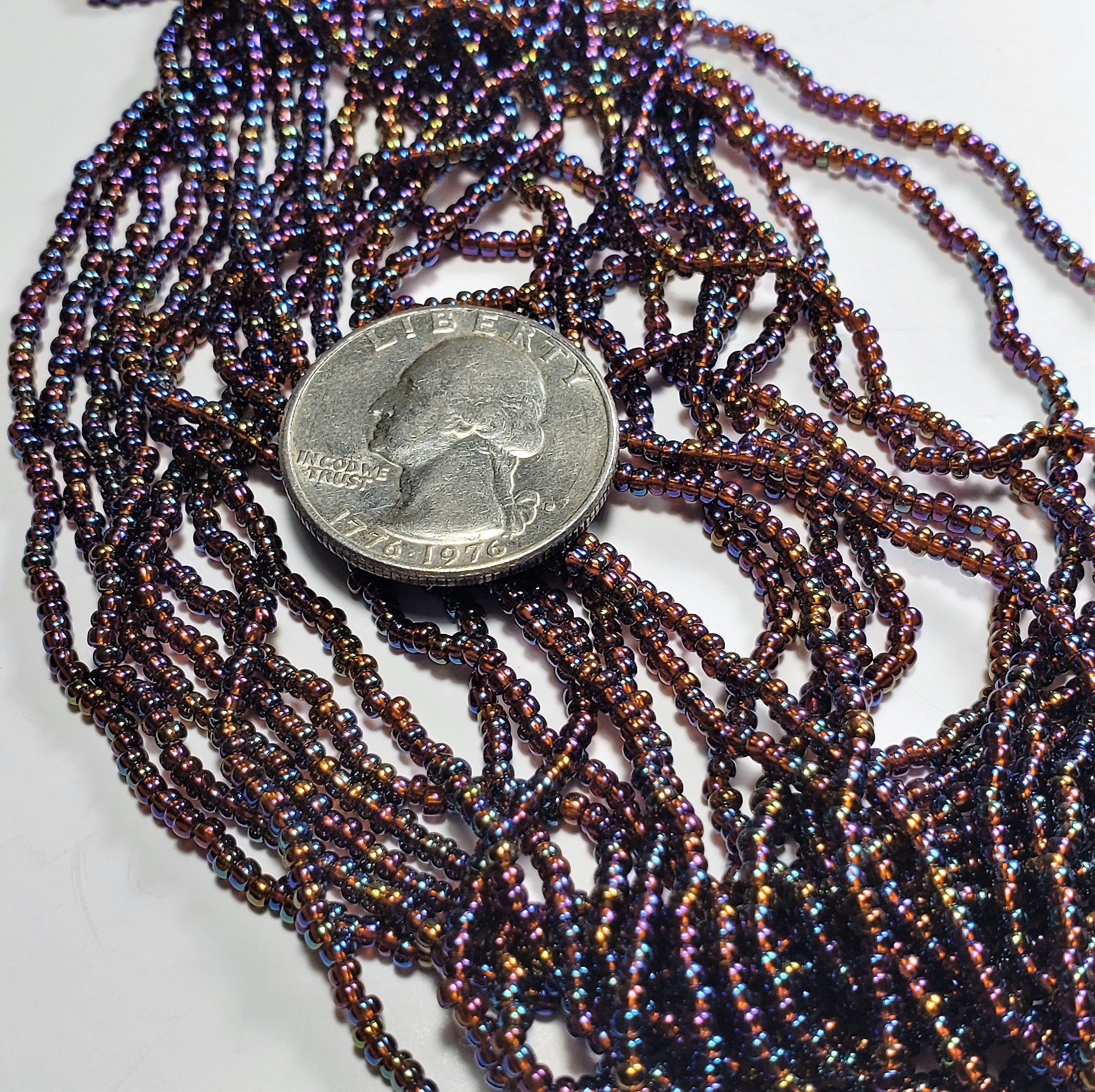 11/0 Smoke Topaz AB Czech Seed Beads Full Hank