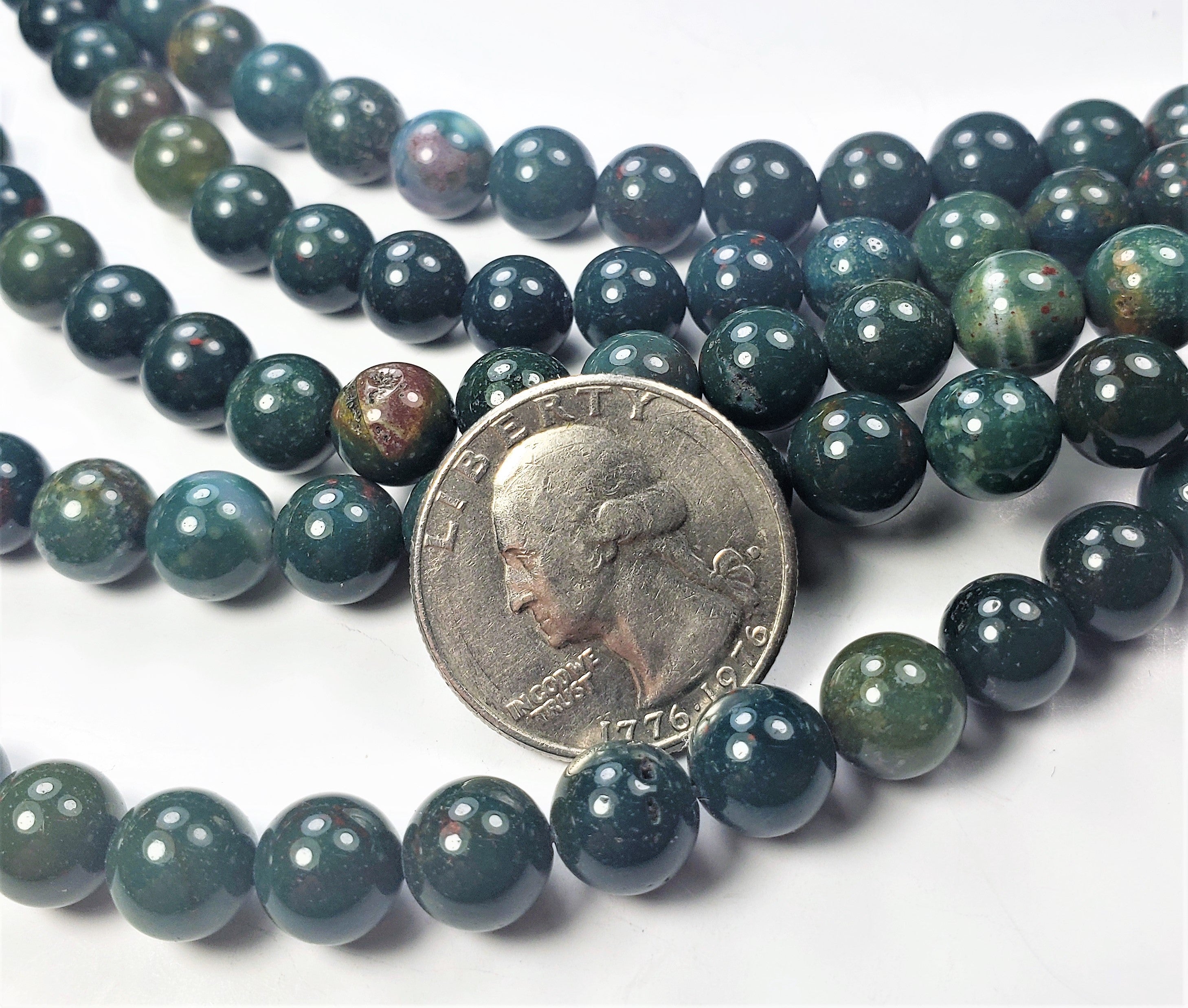 8mm Bloodstone Round Gemstone Beads 8-inch Strand