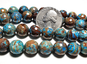 10mm Imperial Jasper Faceted Round Gemstone Beads 8-Inch Strand