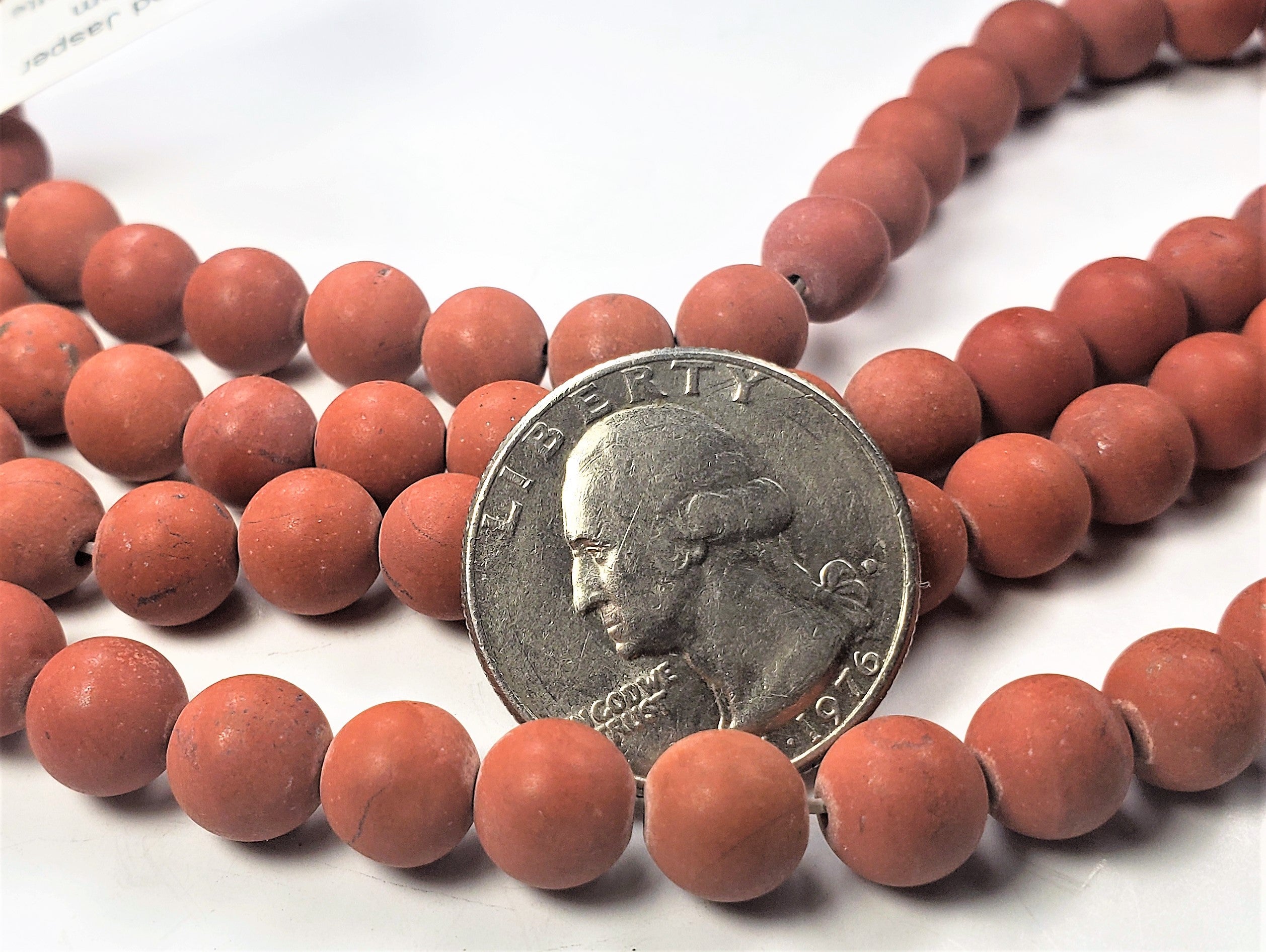 8mm Matte Red Jasper Round Gemstone Beads 8-inch Strand