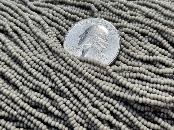 11/0 Gray Grey Opaque Czech Seed Beads Full Hank