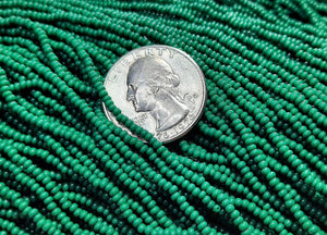 11/0 Forest Green Opaque Czech Seed Beads Full Hank