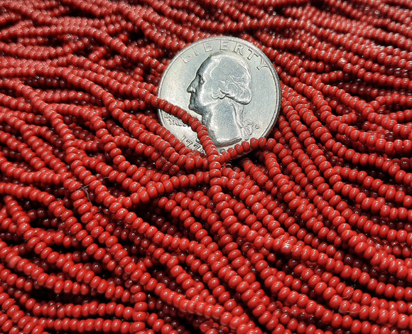 11/0 Rust Red Brown Opaque Czech Seed Beads Full Hank
