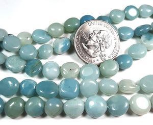 10-12mm Amazonite Pebble Nugget Gemstone Beads 8-Inch Strand
