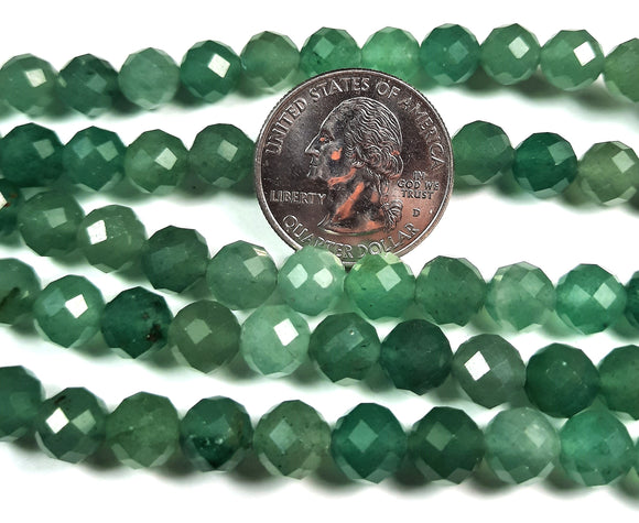 8mm Green Aventurine Dyed Faceted Round Gemstone Beads 8-Inch Strand