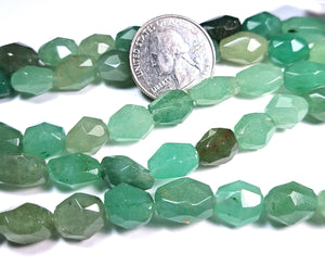 14x12mm Green Aventurine Faceted Nugget Gemstone Beads 8-Inch Strand