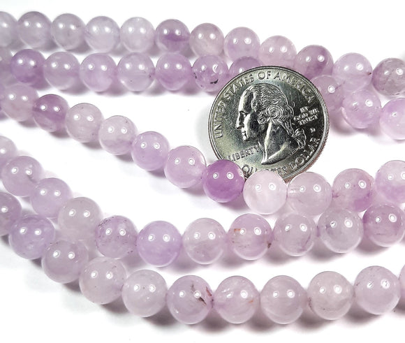 8mm Lavender Amethyst Round Gemstone Beads 8-Inch Strand