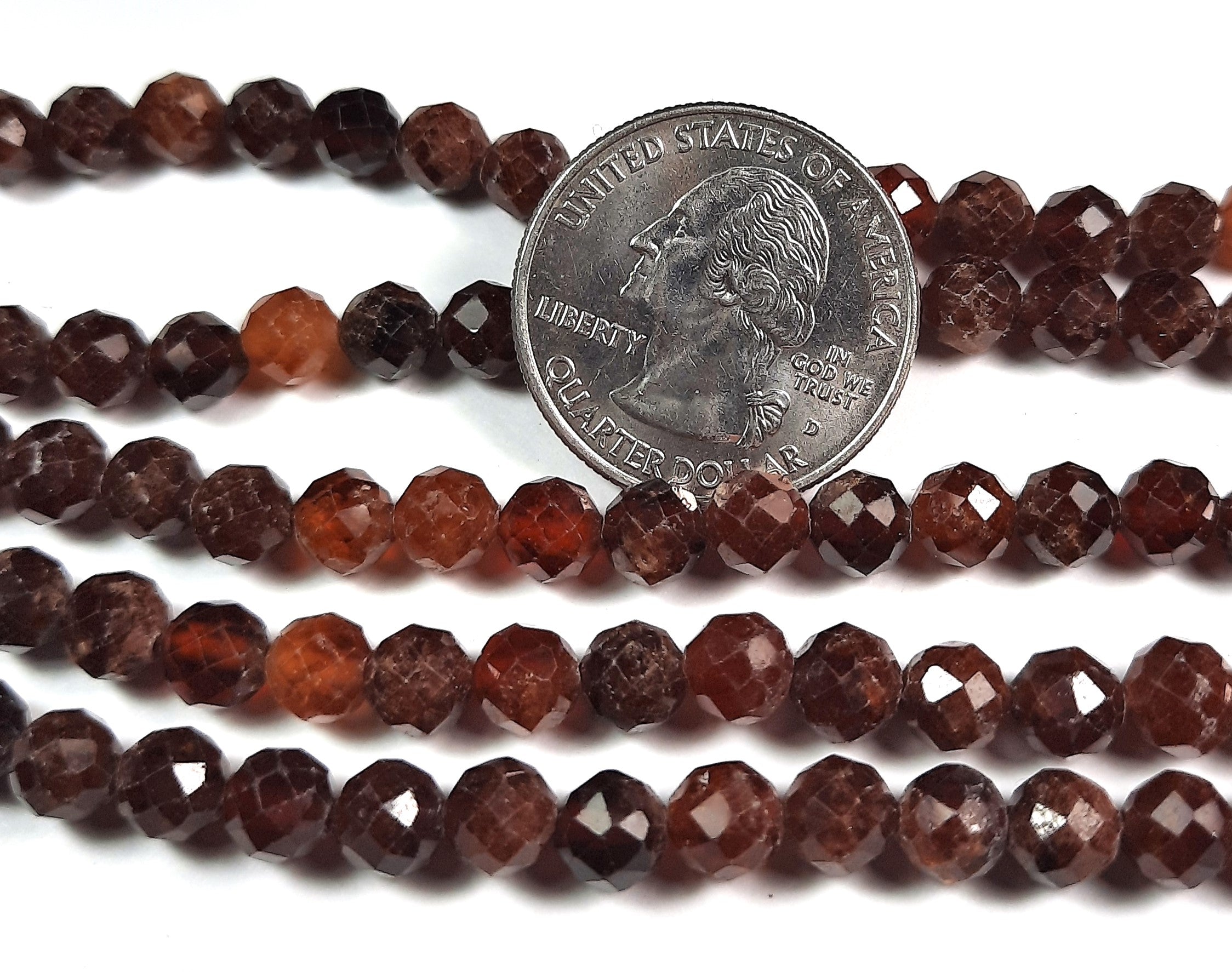 6mm Orange Garnet Faceted Round Gemstone Beads 8-Inch Strand