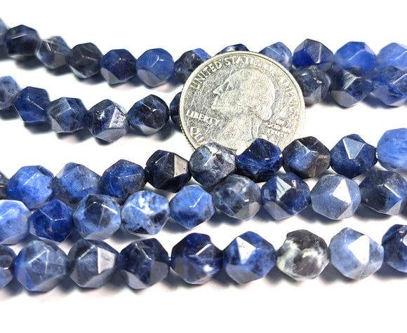 8mm Sodalite Faceted Star Cut Gemstone Beads 8-Inch Strand