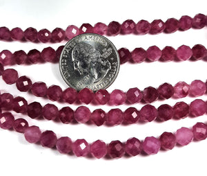 6mm Pink Dyed White Jade Faceted Round Gemstone Beads 8-Inch Strand