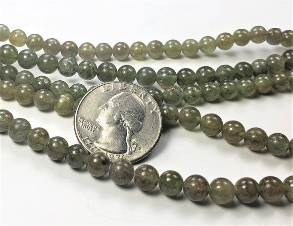 6mm Green Garnet Round Gemstone Beads 8-inch Strand