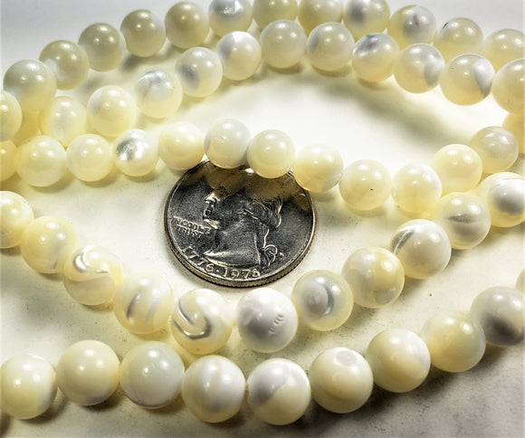 8mm Mother of Pearl MOP Round Gemstone Beads 8-Inch Strand