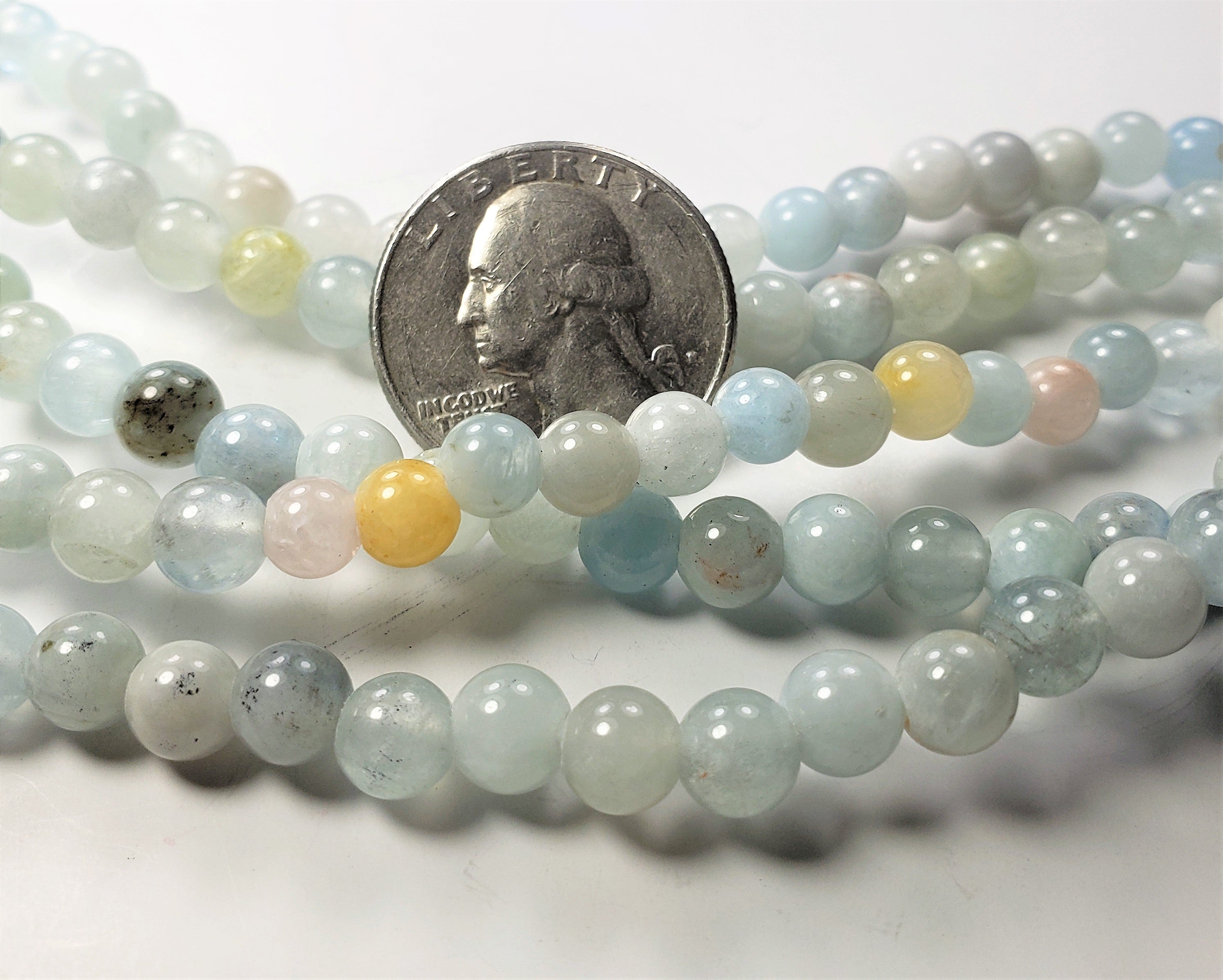 6mm Aquamarine Large-Hole Round Gemstone Beads 8-inch Strand